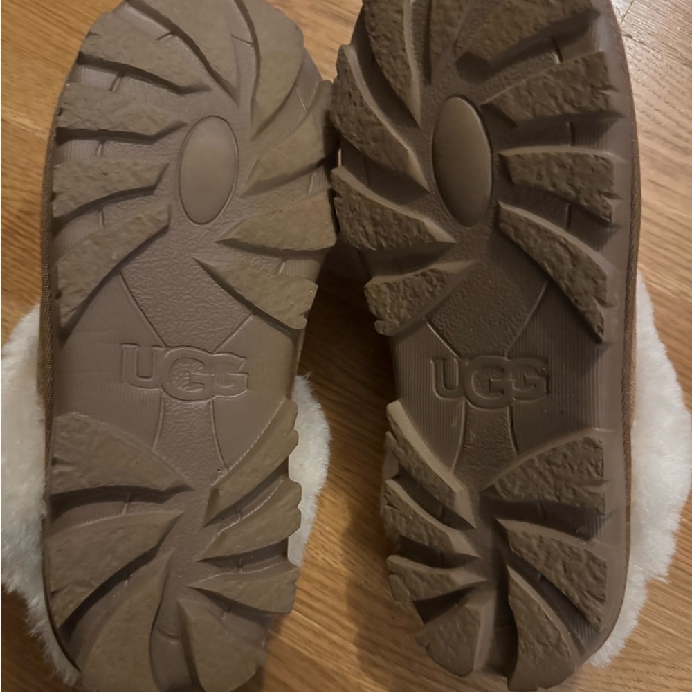 UGG Coquette Genuine Suede Leather Sheepskin Fur Slippers Chestnut 8 - Picture 6 of 8